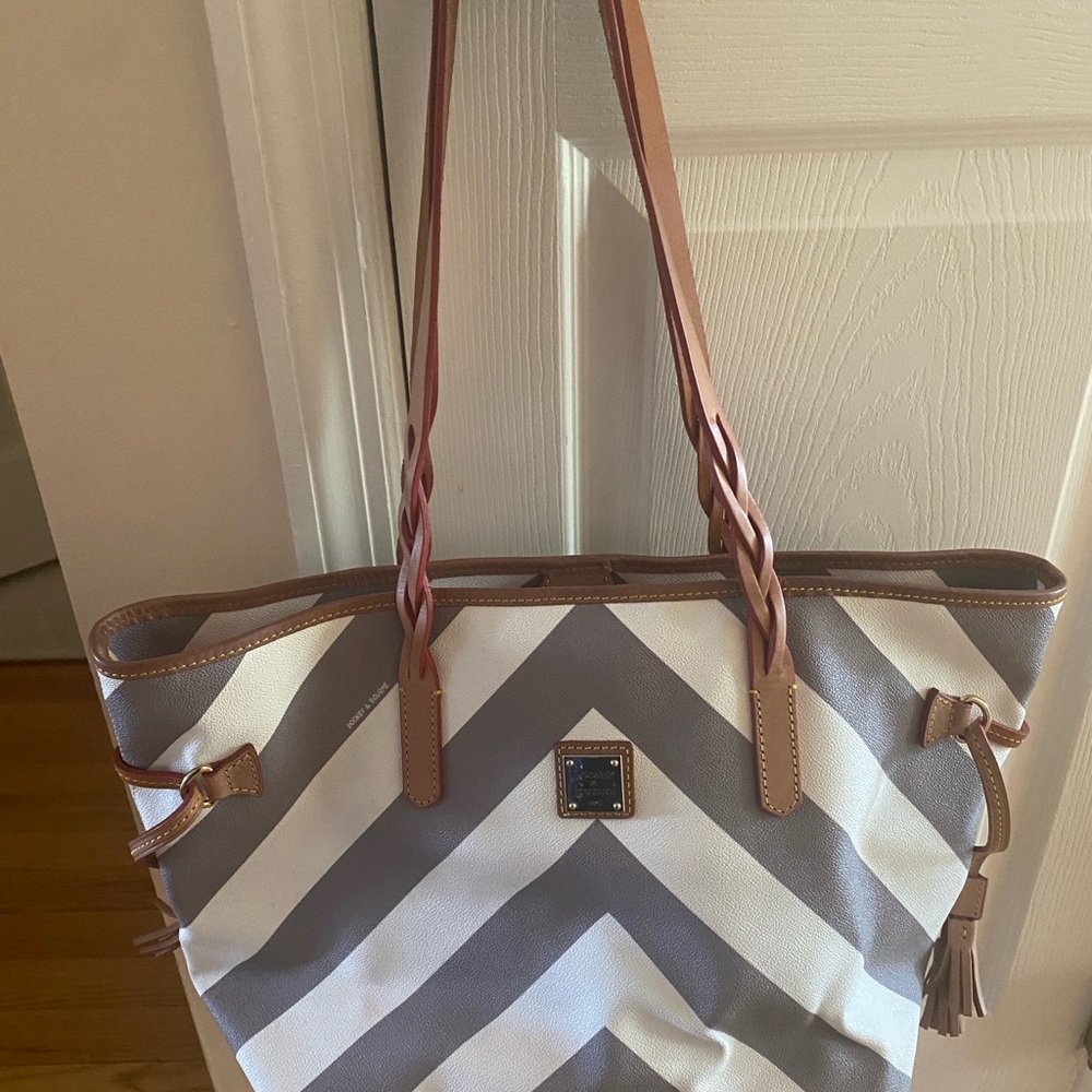 Dooney & Bourke Chevron Gray and White Tote - Never used, brand new condition.